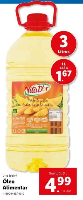 Lidl Vita D'Or Óleo Alimentar 3L promoção