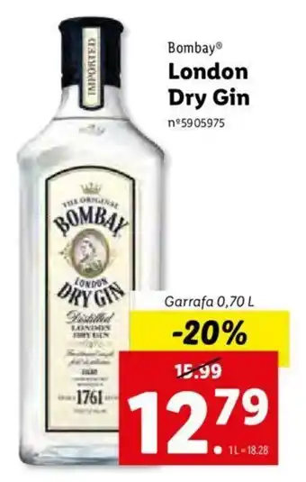 Lidl Bombay London Dry Gin 0.70L promoção