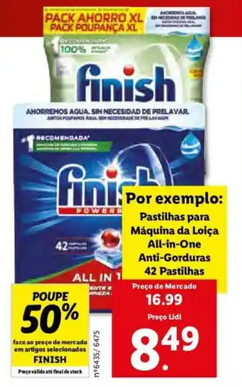 Lidl Pastilhas para Máquina da Loiça All-in-One Anti-Gorduras Finish 42 Pastilhas promoção