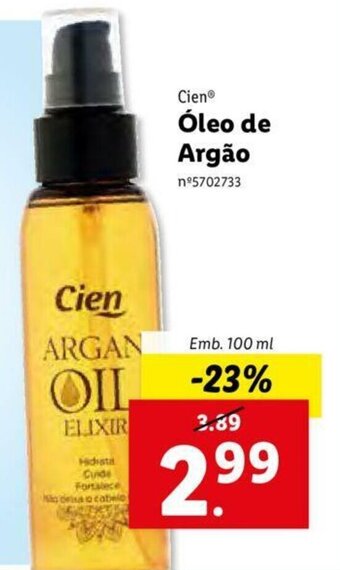Lidl Cien Óleo de Argão 100ml promoção