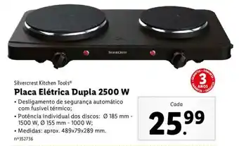 Lidl Silvercrest Kitchen Tools Placa Elétrica Dupla 2500W promoção