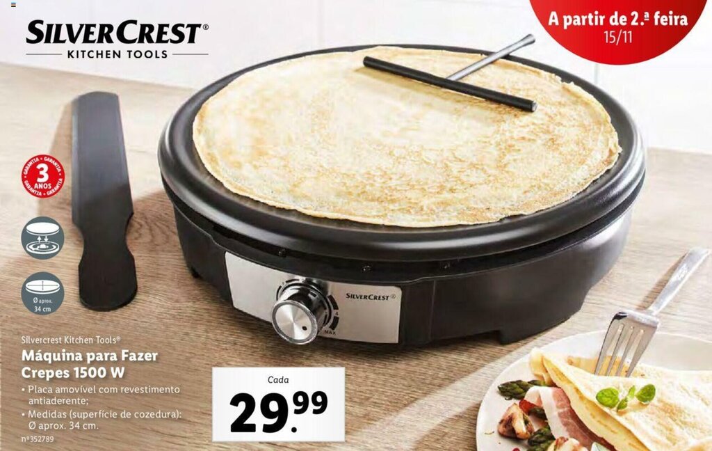 Promoção Silvercrest Kitchen Tools Máquina para Fazer Crepes 1500W em Lidl