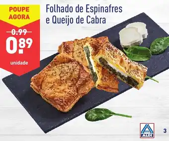 ALDI Folhado de Espinafres e Queijo de Cabra promoção