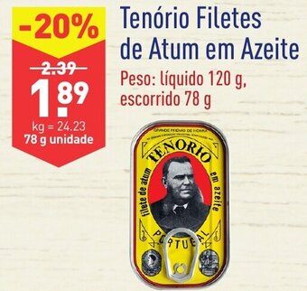 ALDI Tenório Filetes de Atum em Azeite 78g promoção