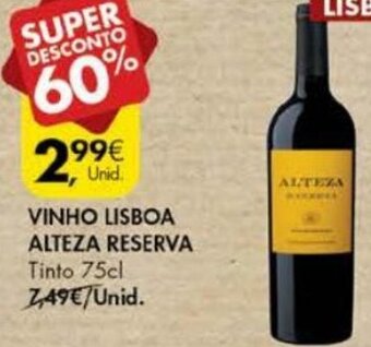 Pingo Doce Vinho Lisboa Alteza Reserva 75cl promoção