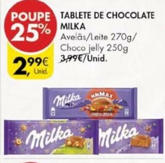 Pingo Doce Tablete de Chocolate Milka 270g/ 250g promoção