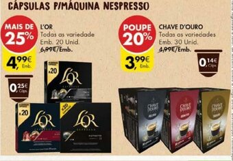 Pingo Doce Cápsulas P/ Máquina Nespresso Chave D'Ouro 30 Unid promoção