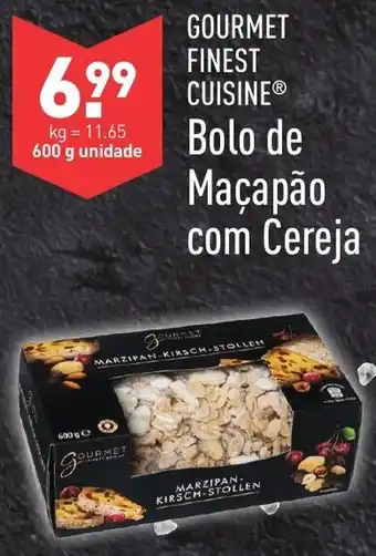 ALDI Gourmet Finest Cuisine Bolo de Maçapão com Cereja 600g promoção