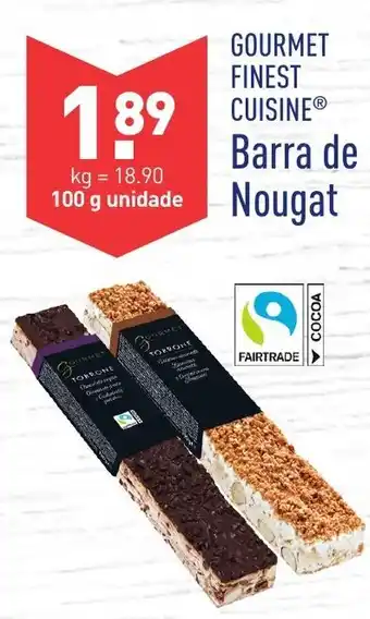 ALDI Gourmet Finest Cuisine Barra de Nougat 100g promoção