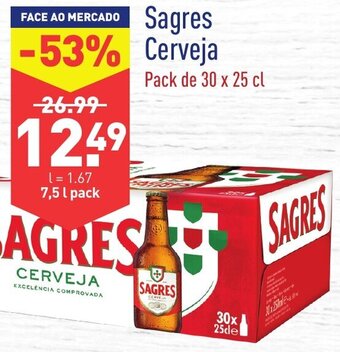 ALDI Sagres Cerveja 30x25cl promoção