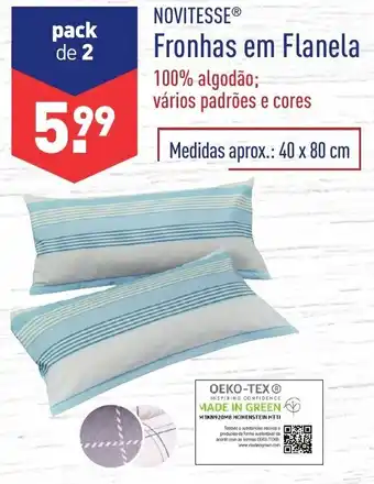 ALDI Novitesse Fronhas em Flanela 40x80cm promoção