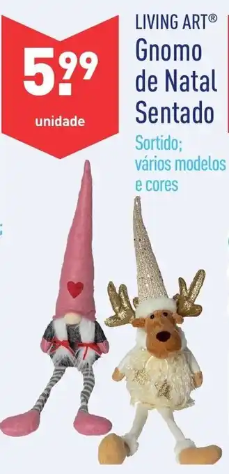 ALDI Living Art Gnomo de Natal Sentado promoção