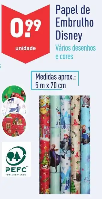 ALDI Papel de Embrulho Disney 5mx70cm promoção