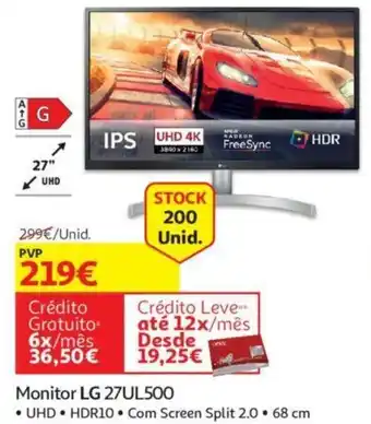 Auchan Monitor LG 27UL500 promoção