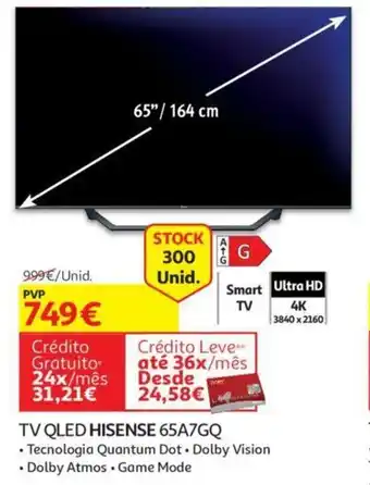 Auchan Hisense QLED TV 65A7GQ promoção