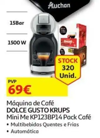 Auchan Máquina de Café Dolce Gusto Krups Mini Me KP123BP14 promoção