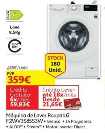 Auchan Máquina de Lavar Roupa LG F2WV3S85S3W promoção