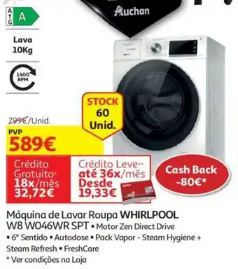 Auchan Máquina de Lavar Roupa Whirlpool W8 W046WRSPT promoção