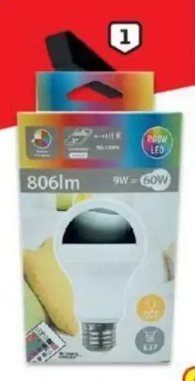 Auchan Lâmpada LED Standard E27 com Controlo Remoto promoção