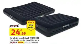Auchan Colchão Insuflável Tritech com Bomba Interior 203x152x30cm promoção