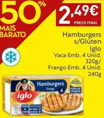 Amanhecer Hamburgers s/Gluten Iglo 4 unid promoção
