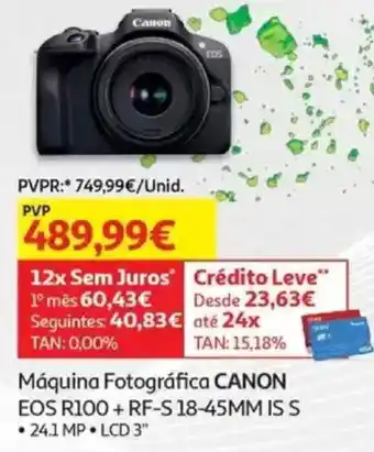 Auchan Máquina Fotográfica CANON EOS R100+ RF-S 18-45MM IS S promoção