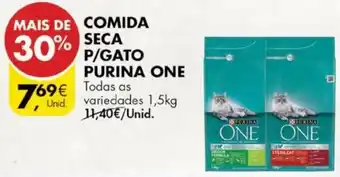 Pingo Doce Comeda Seca P/GAto Purina One 1,5kg promoção