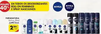 Pingo Doce Desodorantes Roll-On Femininos e Spray Masculinos Pure & Natural 50ml promoção