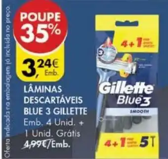 Pingo Doce Lâminas Descartáveis Blue 2 Gillette 4 Unid promoção