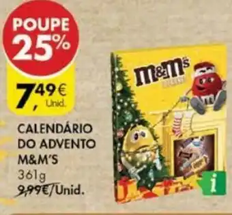 Pingo Doce Calendário do Advento M&M's 361g promoção