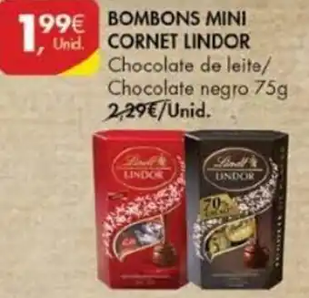 Pingo Doce Bombons Mini Cornet Lindor 75g promoção