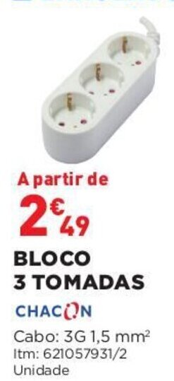 Bricomarché Bloco 3 Tomadas promoção