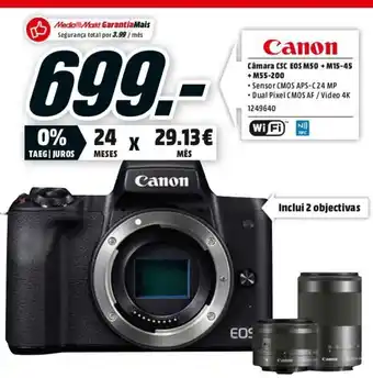 MediaMarkt Canon Câmara CSC EOS +M15-45 +M55-200 promoção