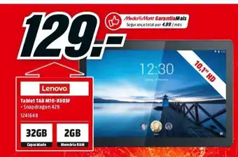 MediaMarkt Lenovo Tab M10-X505F promoção