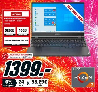 MediaMarkt Lenovo Notebook Gaming Legion 5 promoção