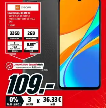 MediaMarkt XIAOMI Smartphone Redmi Note 9C promoção