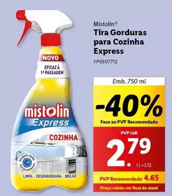 Lidl Mistolin - tira gorduras para cozinha express promoção