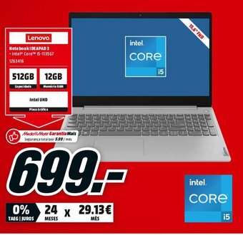 MediaMarkt Lenovo Notebook IDEAPAD 3 promoção