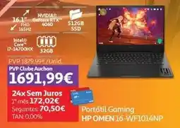 Auchan Hp - portátil gaming omen 16-wf1014np promoção