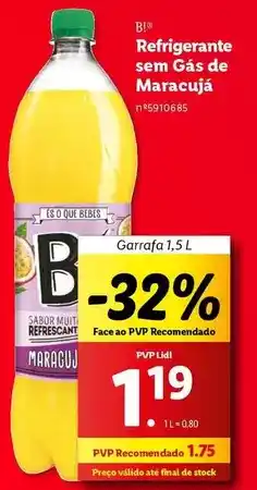 Lidl B! - refrigerante sem gas de maracujá promoção