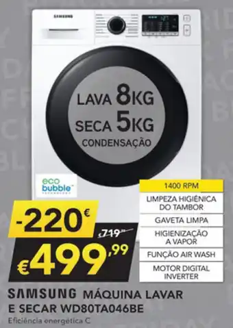 Radio Popular Samsung Máquina Lavar e Secar WD80TA046BE promoção