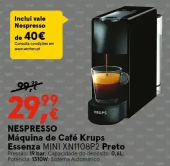 Nespresso Máquina de Café Krups Essenza Mini XN1108P2 Preto