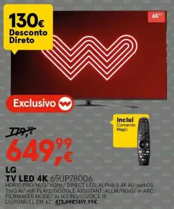 Worten LG TV LED 4K 65" promoção