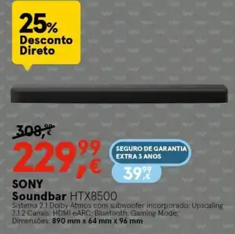 Worten Sony Soundbar 890mmx64mmx96mm promoção