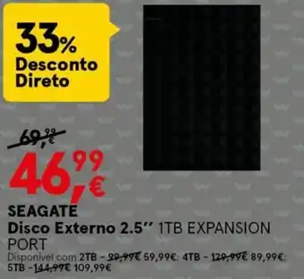 Worten Seagate Disco Externo 2.5" 1TB Expansion Port promoção
