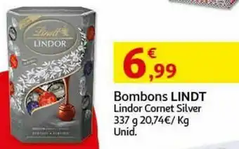 Auchan Bombons lindt:lindor cornet silver 337g promoção