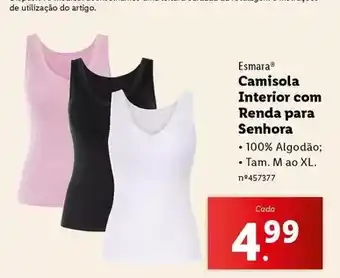 Lidl Esmara - camisola interior com renda para senhora promoção