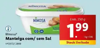 Lidl Mimosa - manteiga com/ sem sal promoção