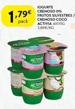 Spar Iogurte cremoso 0% frutos silvestres / cremoso coco activia 4x115g promoção