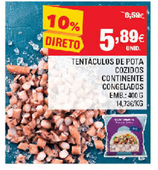 Continente Tentáculos de Pota Cozidos Continente 400g promoção